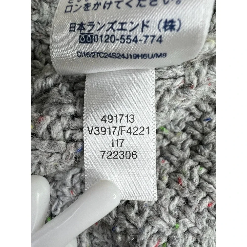 Lands' End Womens Gray Cable Knit Wool‎ Blend Crewneck Pullover Sweater Medium
